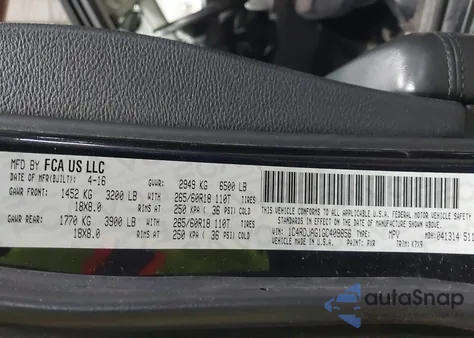 2016 Dodge Durango Sxt z USA, uszkodzony, nr VIN 1C4RDJAG1GC409856